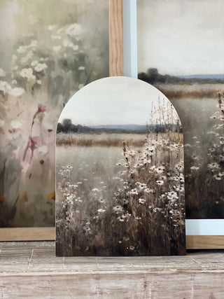 Rustic Wildflowers Wood Arch Art