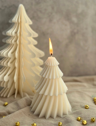 Snow Tree Candles - Fraser Fir Scented, Hunter Green & Cream
